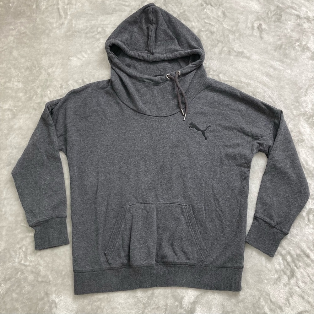 Puma Dark Grey Pullover Hoodie Scuba Style Hood Kangaroo Pocket Size XL
